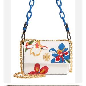 NWT Tory Burch Kira Mini Floral Double Chain